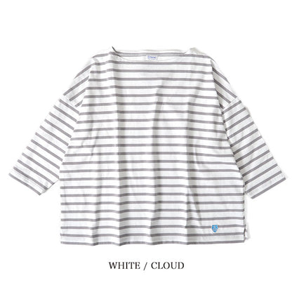 ORCIVAL オーシバル コットンモヨン ボーダー ボートネック七分袖Tシャツ B439 ロンT (レディース)