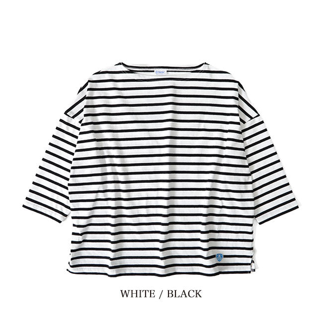 ORCIVAL オーシバル コットンモヨン ボーダー ボートネック七分袖Tシャツ B439 ロンT (レディース)