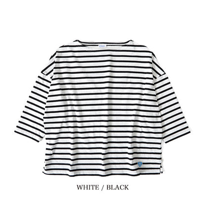 ORCIVAL オーシバル コットンモヨン ボーダー ボートネック七分袖Tシャツ B439 ロンT (レディース)