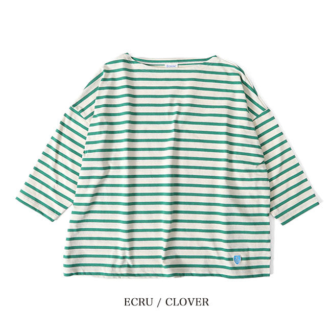 ORCIVAL オーシバル コットンモヨン ボーダー ボートネック七分袖Tシャツ B439 ロンT (レディース)