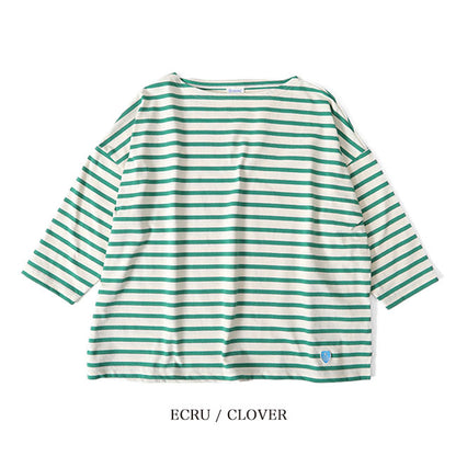 ORCIVAL オーシバル コットンモヨン ボーダー ボートネック七分袖Tシャツ B439 ロンT (レディース)