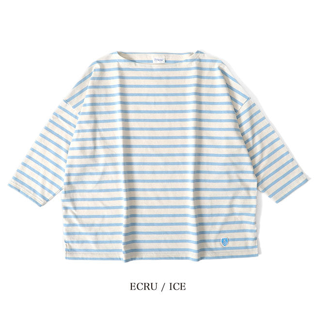 ORCIVAL オーシバル コットンモヨン ボーダー ボートネック七分袖Tシャツ B439 ロンT (レディース)