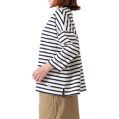 ORCIVAL オーシバル コットンモヨン ボーダー ボートネック七分袖Tシャツ B439 ロンT (レディース)