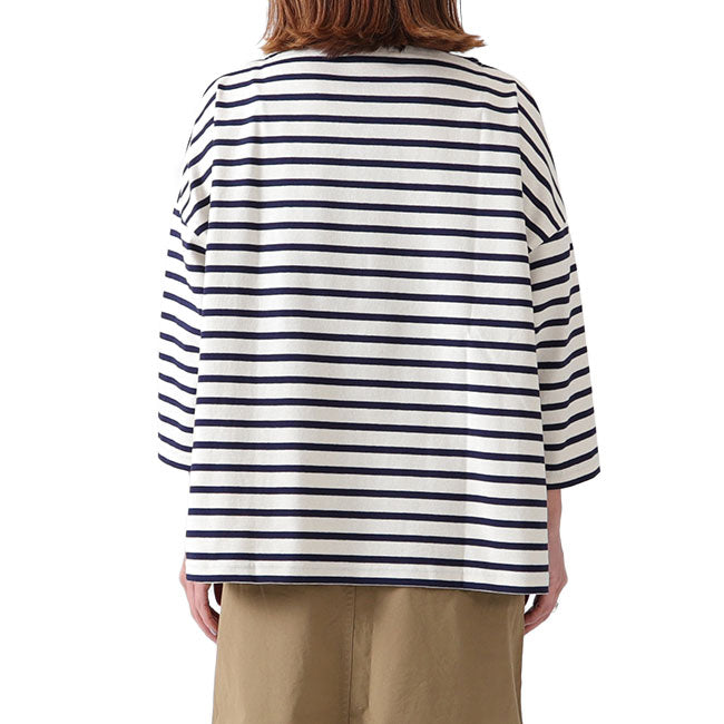 ORCIVAL オーシバル コットンモヨン ボーダー ボートネック七分袖Tシャツ B439 ロンT (レディース)