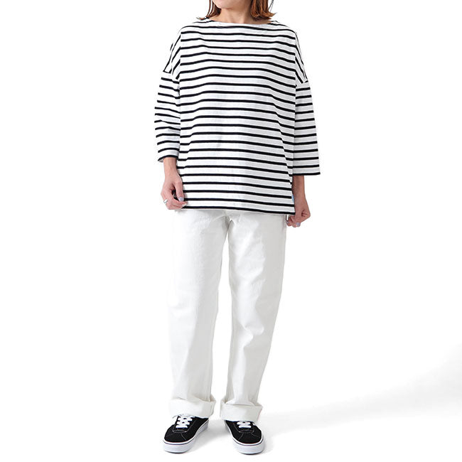 ORCIVAL オーシバル コットンモヨン ボーダー ボートネック七分袖Tシャツ B439 ロンT (レディース)