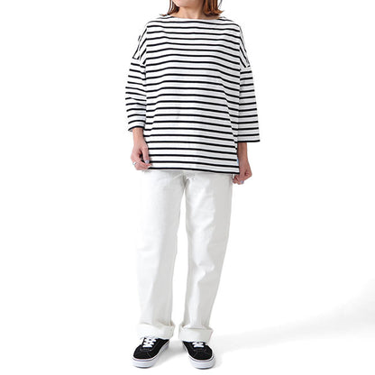 ORCIVAL オーシバル コットンモヨン ボーダー ボートネック七分袖Tシャツ B439 ロンT (レディース)