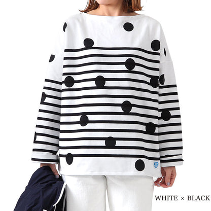 ORCIVAL オーシバル ドット柄 ラッセルフレンチセーラー ドロップショルダーTシャツ 6819 ロンT 水玉 (レディース)