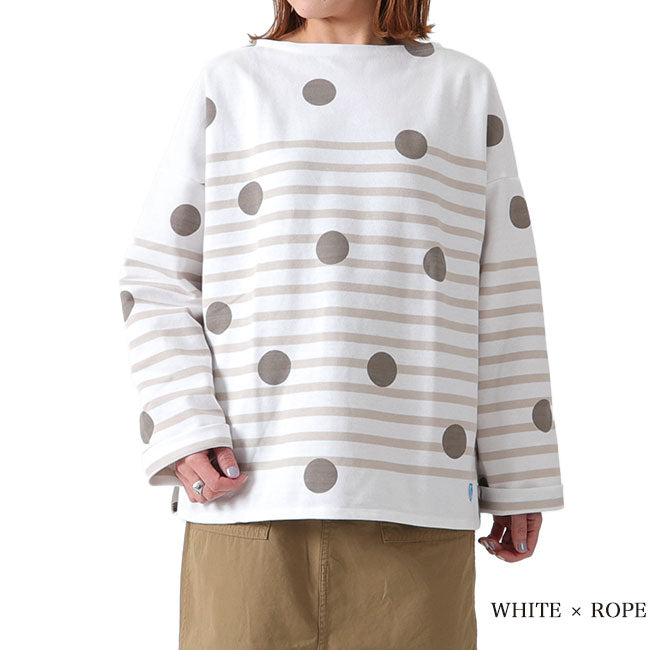 ORCIVAL オーシバル ドット柄 ラッセルフレンチセーラー ドロップショルダーTシャツ 6819 ロンT 水玉 (レディース)