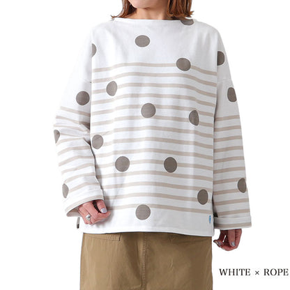 ORCIVAL オーシバル ドット柄 ラッセルフレンチセーラー ドロップショルダーTシャツ 6819 ロンT 水玉 (レディース)
