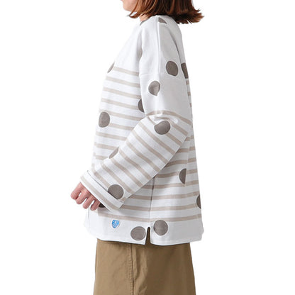 ORCIVAL オーシバル ドット柄 ラッセルフレンチセーラー ドロップショルダーTシャツ 6819 ロンT 水玉 (レディース)