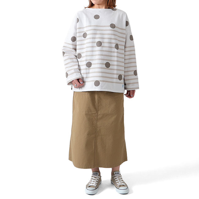 ORCIVAL オーシバル ドット柄 ラッセルフレンチセーラー ドロップショルダーTシャツ 6819 ロンT 水玉 (レディース)