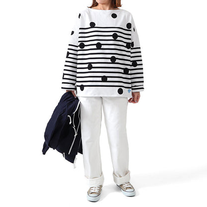 ORCIVAL オーシバル ドット柄 ラッセルフレンチセーラー ドロップショルダーTシャツ 6819 ロンT 水玉 (レディース)