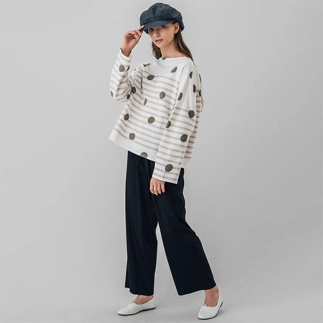 ORCIVAL オーシバル ドット柄 ラッセルフレンチセーラー ドロップショルダーTシャツ 6819 ロンT 水玉 (レディース)