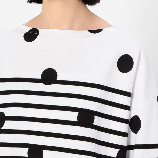 ORCIVAL オーシバル ドット柄 ラッセルフレンチセーラー ドロップショルダーTシャツ 6819 ロンT 水玉 (レディース)