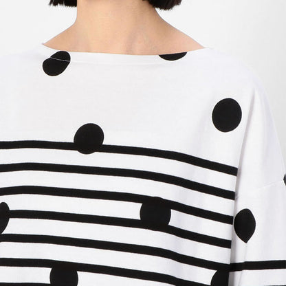 ORCIVAL オーシバル ドット柄 ラッセルフレンチセーラー ドロップショルダーTシャツ 6819 ロンT 水玉 (レディース)