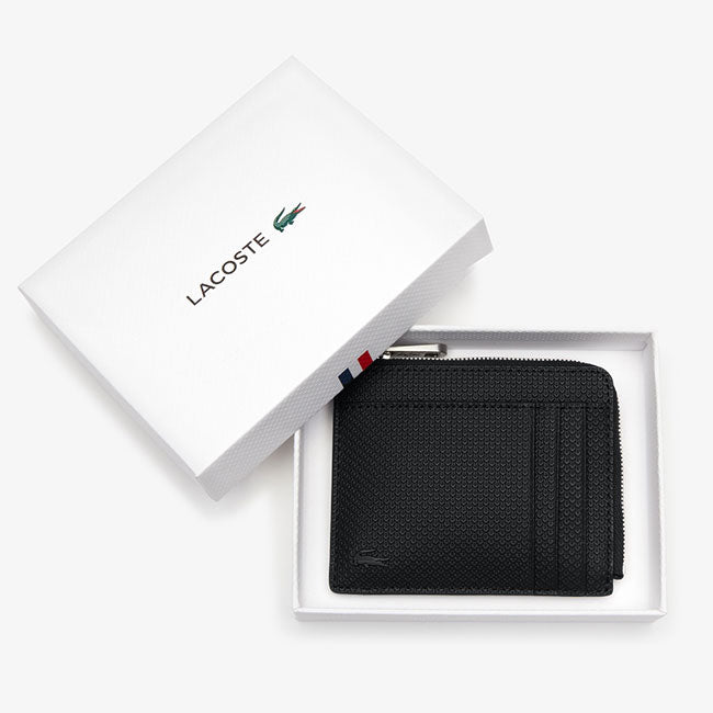 LACOSTE ラコステ イタリアンレザー カードケース&コインケース NH2823C 黒 ミニウォレット 財布 ギフト プレゼント