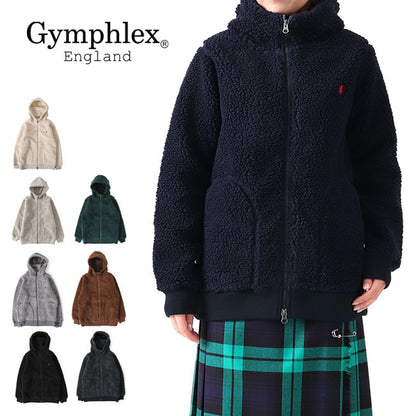 GYMPHLEX ジムフレックス ボアフリースジャケット ジップ J-1320 PL フード付 (レディース)