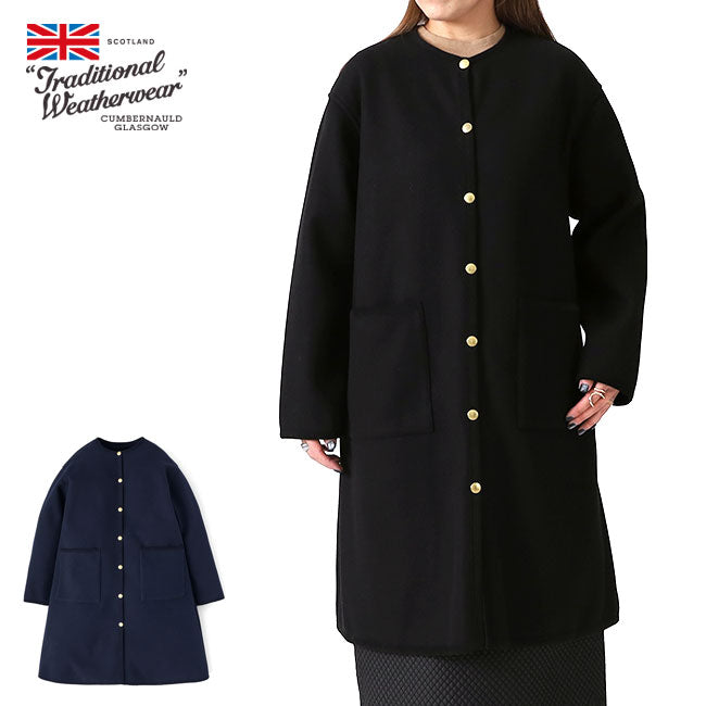 Traditional Weatherwear トラディショナルウェザーウェア ARKLEY アークリー Aライン ロング Wフェイス ジャージー ノーカラーコート L242APFCO0388MW レディース