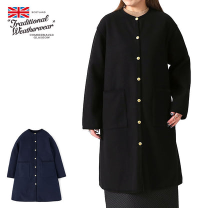 Traditional Weatherwear トラディショナルウェザーウェア ARKLEY アークリー Aライン ロング Wフェイス ジャージー ノーカラーコート L242APFCO0388MW レディース