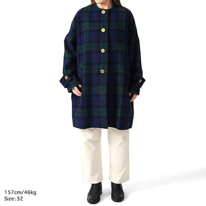 Traditional Weatherwear トラディショナルウェザーウェア MALTON マールトン チェック柄 ノーカラーコート L242KGFCO0368MH レディース