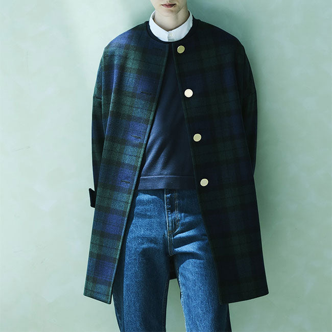 Traditional Weatherwear トラディショナルウェザーウェア MALTON マールトン チェック柄 ノーカラーコート L242KGFCO0368MH レディース