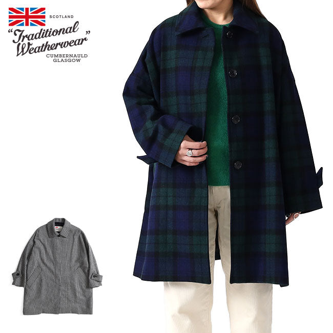 Traditional Weatherwear トラディショナルウェザーウェア MALTON マールトン チェック柄 ステンカラーコート L242KGFCO0367MH ウールコート レディース