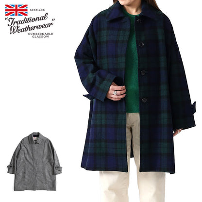 Traditional Weatherwear トラディショナルウェザーウェア MALTON マールトン チェック柄 ステンカラーコート L242KGFCO0367MH ウールコート レディース