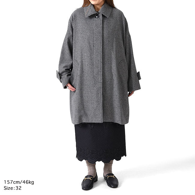 Traditional Weatherwear トラディショナルウェザーウェア MALTON マールトン チェック柄 ステンカラーコート L242KGFCO0367MH ウールコート レディース
