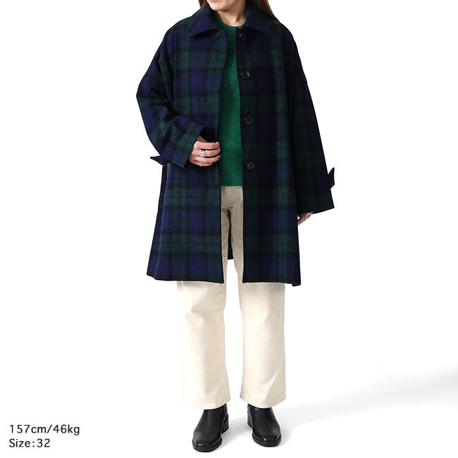 Traditional Weatherwear トラディショナルウェザーウェア MALTON マールトン チェック柄 ステンカラーコート L242KGFCO0367MH ウールコート レディース