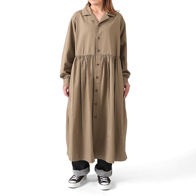 GYMPHLEX ジムフレックス コットンツイル ギャザーシャツワンピース J-1466 VTW レディース