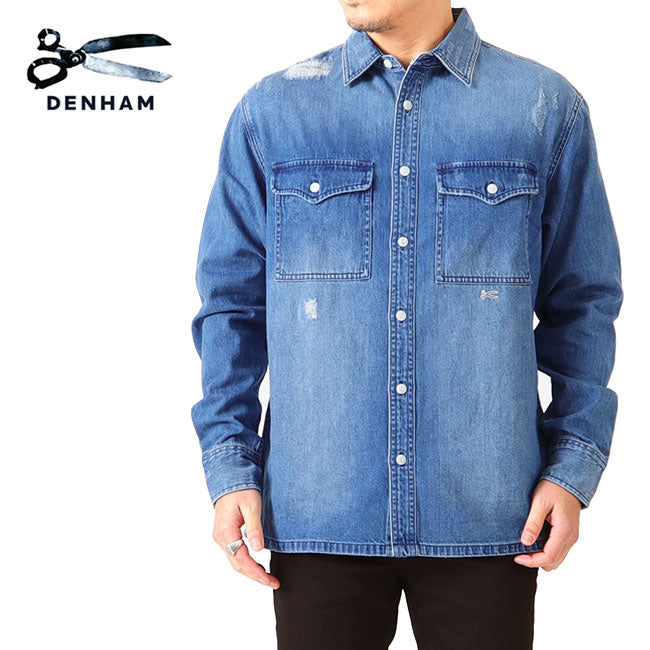 DENHAM デンハム BARK BOX SHIRT RDR オーバーサイズ ダメージ デニムシャツ 01-23-01-43 長袖シャツ メンズ