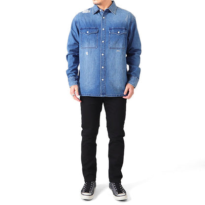 DENHAM デンハム BARK BOX SHIRT RDR オーバーサイズ ダメージ デニムシャツ 01-23-01-43 長袖シャツ メンズ