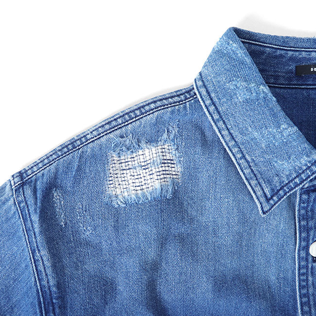 DENHAM デンハム BARK BOX SHIRT RDR オーバーサイズ ダメージ デニムシャツ 01-23-01-43 長袖シャツ メンズ