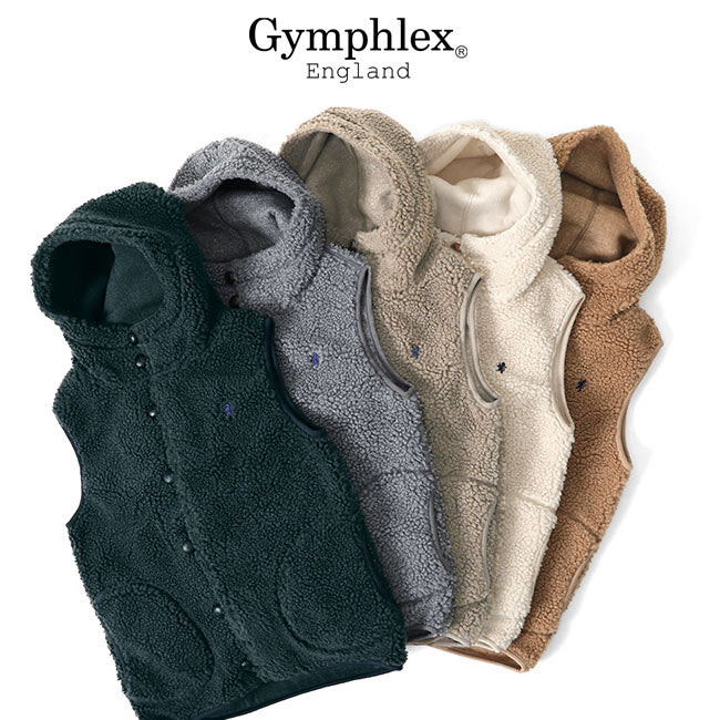 GYMPHLEX ジムフレックス フード付き ボアベスト ボタン J-1069 フリース (メンズ レディース)