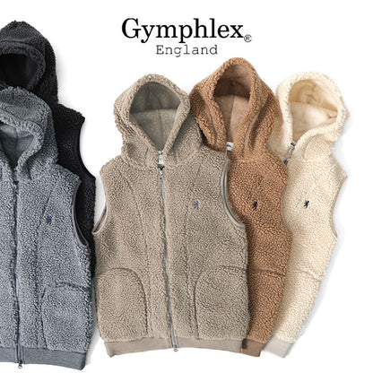 GYMPHLEX ジムフレックス フード付き ボアベスト ジップ J-0855 PL フリース (メンズ レディース)