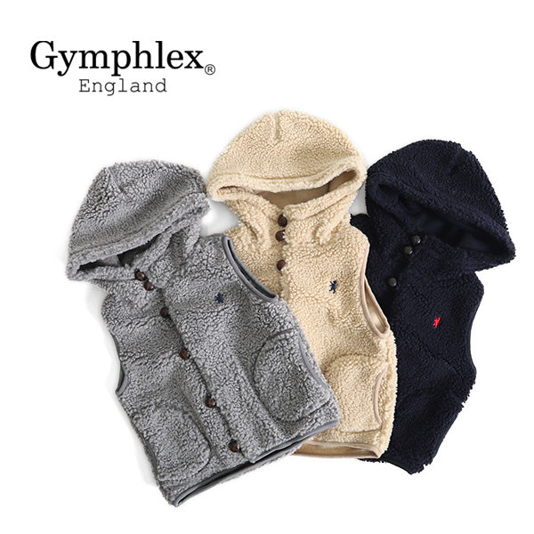 GYMPHLEX ジムフレックス フード付き ボアベスト ボタン J-1142 PL フリース (キッズ)