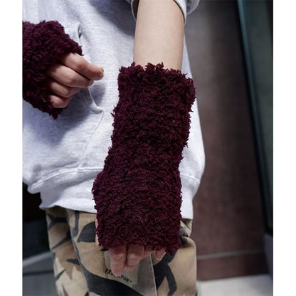 KIJIMA TAKAYUKI FUR KNIT FINGERLESS GLOVES WKNY252020 **