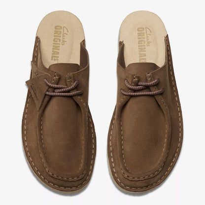 Clarks クラークス デザートノマド ミュール 26175863 茶色 レースアップ ワラビー サンダル メンズ