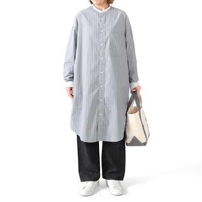 GYMPHLEX ジムフレックス ストライプ バンドカラー シャツワンピース J-1363 MUL ドレス レディース
