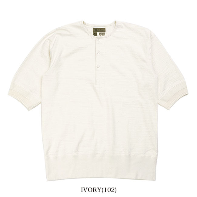 Nigel Cabourn ナイジェルケーボン CC22 ヘンリーネック コットンリブ スラブTシャツ 21000 半袖Tシャツ メンズ