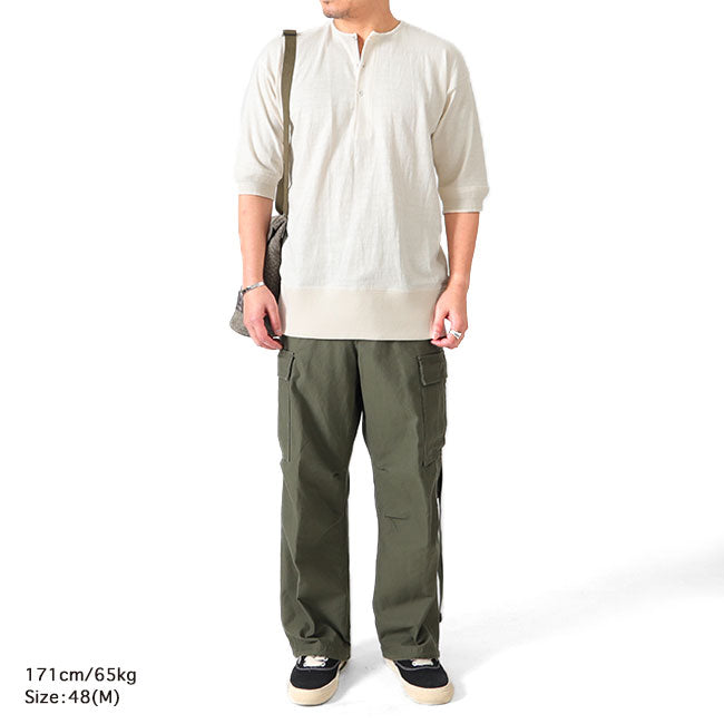 Nigel Cabourn ナイジェルケーボン CC22 ヘンリーネック コットンリブ スラブTシャツ 21000 半袖Tシャツ メンズ