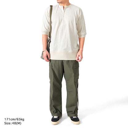 Nigel Cabourn ナイジェルケーボン CC22 ヘンリーネック コットンリブ スラブTシャツ 21000 半袖Tシャツ メンズ