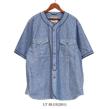 Nigel Cabourn ナイジェルケーボン ライブロ S-52 ウォッシュドデニム ベースボールシャツ 80461311000 半袖シャツ メンズ