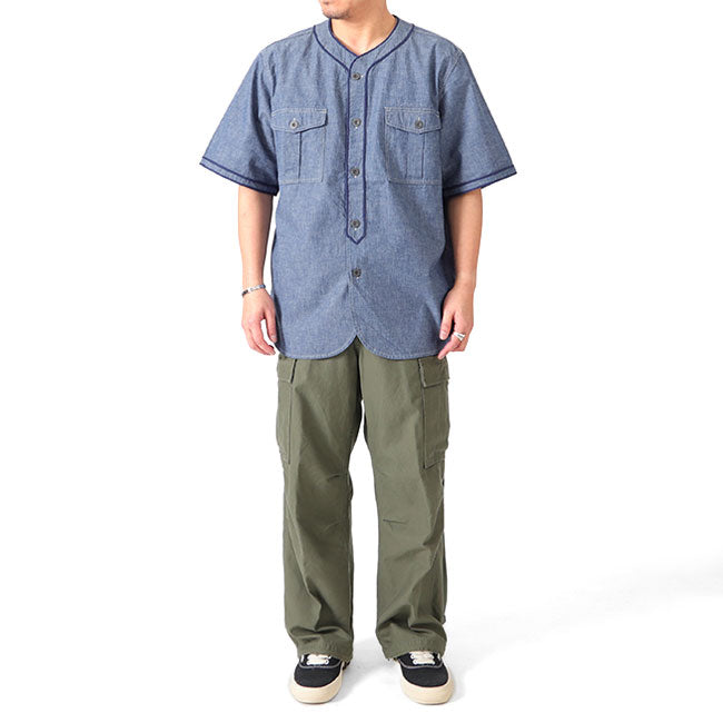 Nigel Cabourn ナイジェルケーボン ライブロ S-52 ウォッシュドデニム ベースボールシャツ 80461311000 半袖シャツ メンズ