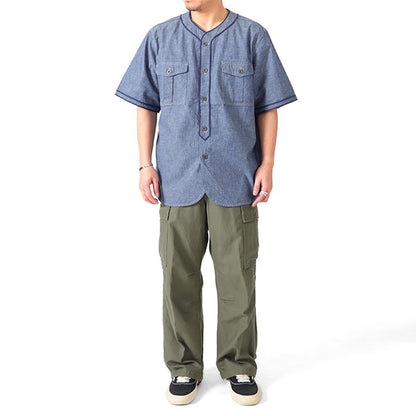Nigel Cabourn ナイジェルケーボン ライブロ S-52 ウォッシュドデニム ベースボールシャツ 80461311000 半袖シャツ メンズ