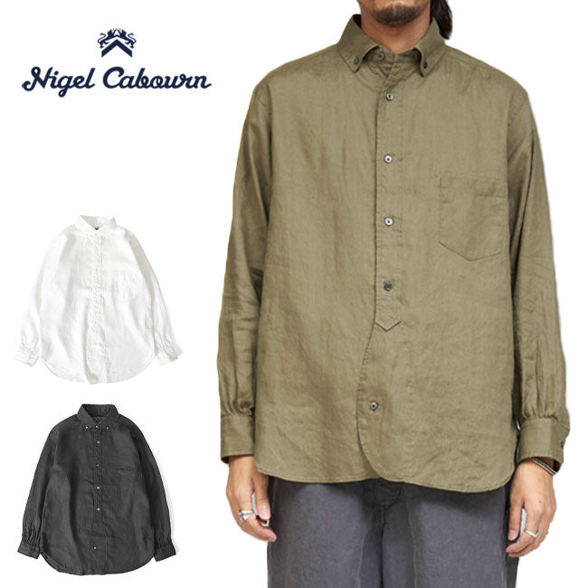 Nigel Cabourn ナイジェルケーボン ブリティッシュ ヘンプ オフィサーズシャツ 80460010005 ボタンダウン 長袖シャツ リネン メンズ