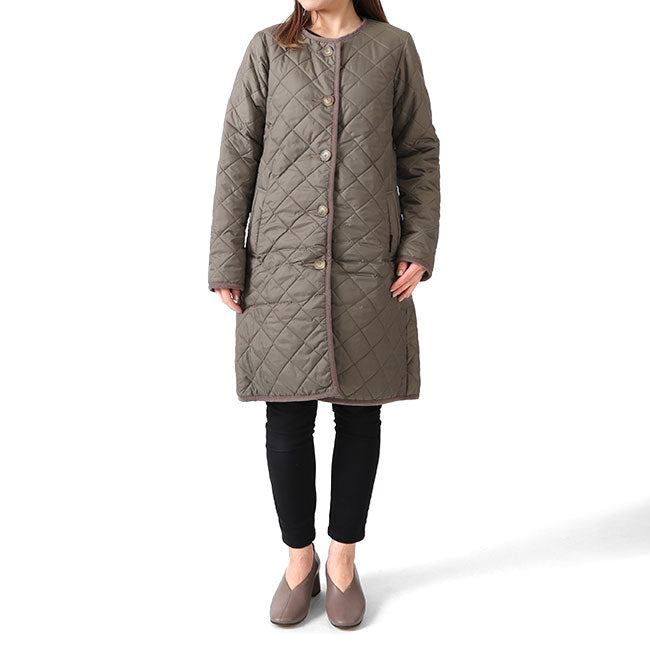 LAVENHAM ラベンハム LOUND ラウンド 裏ファー ノーカラー キルティングコート J281912 レディース