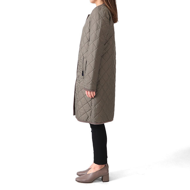 LAVENHAM ラベンハム LOUND ラウンド 裏ファー ノーカラー キルティングコート J281912 レディース