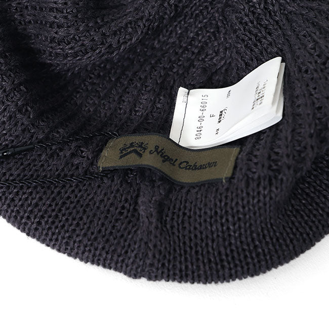 Nigel Cabourn ナイジェルケーボン ラベルロゴ ヘンプ ニットキャップ 66015 ビーニー 帽子 メンズ レディース