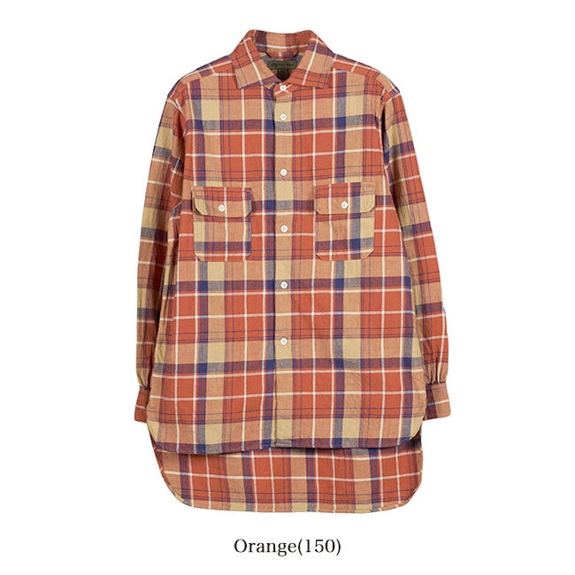 Nigel Cabourn ナイジェルケーボン グランパシャツ フランネル チェックシャツ 80450010007 ロングテイル 長袖シャツ メンズ